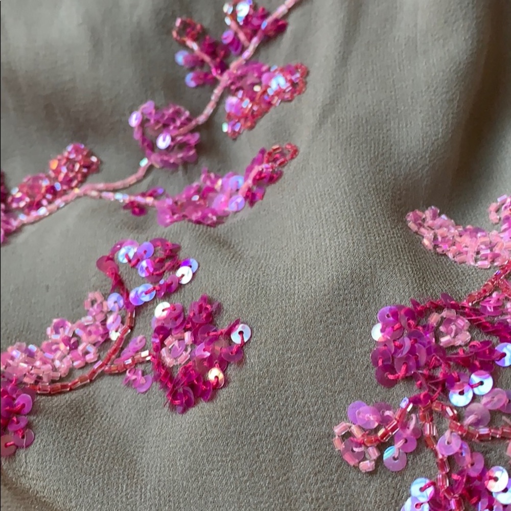 Laundry by Shelli Segal taupe floral beads/sequins - Picture 4 of 8